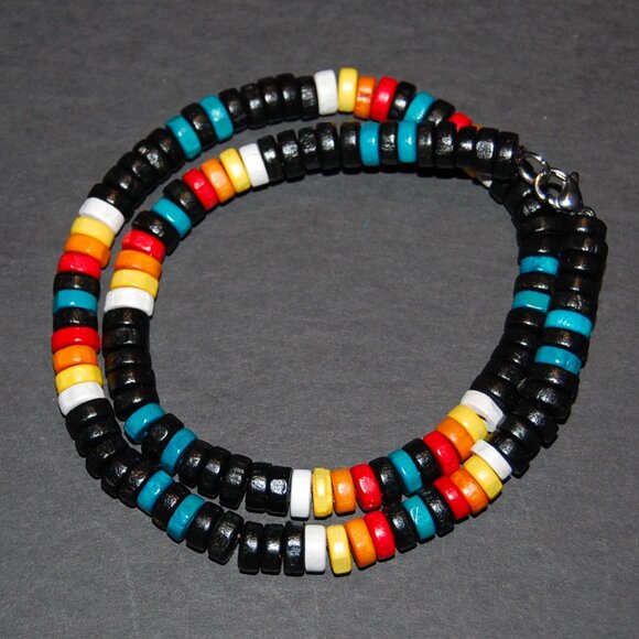 Wood Necklace,Men Wood surfer necklace,Tribal style,Surfer Necklace,Chocker - Picture 2 of 3